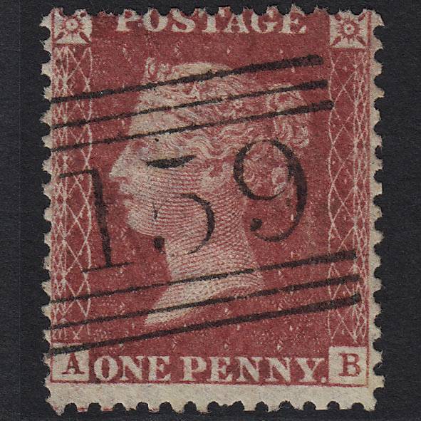 GB QV 1857 1d (Plate 59) SG41-C10(4) AB FU Missing Imprimatur Glasgow 159