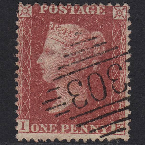 GB QV 1857 1d Rose-red (Plate 55) SG40-C10(1) IK GU Limerick 303