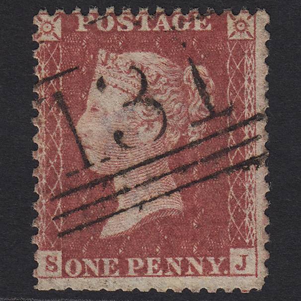 GB QV 1857 1d Rose-red (Plate 61) SG40-C10(1) SJ GU Edinburgh 131