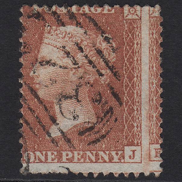 GB QV 1855 1d Red-brown C6(1) GU Huge Misperf