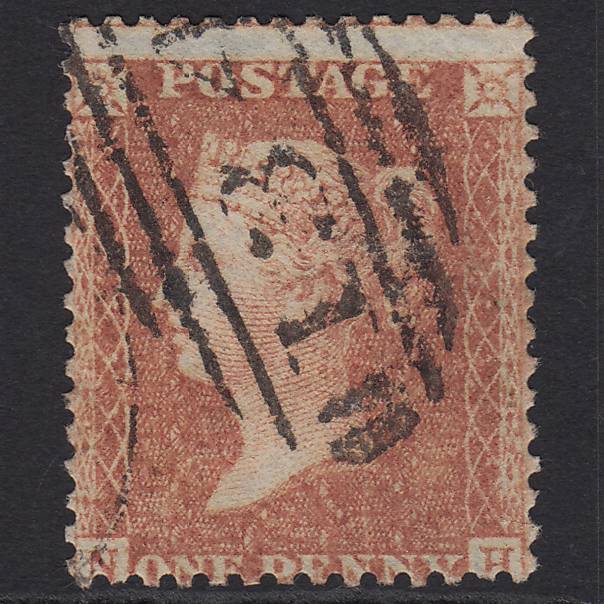 GB QV 1856 1d Red-brown (Plate 38) SG29-C8(1) NH GU Bristol 134 Misperf