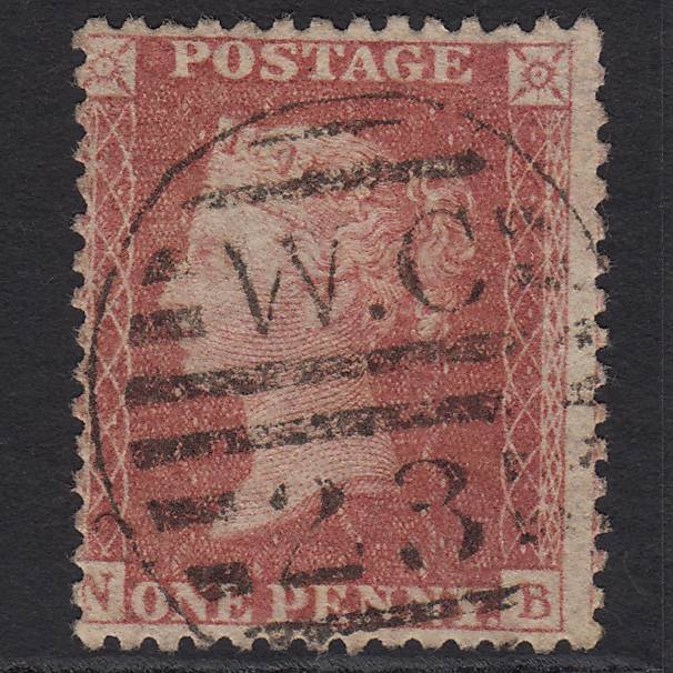 GB QV 1857 1d Rose-red (Plate 66) SG40-C10(1) NB FU London D&S WC23 Misperf