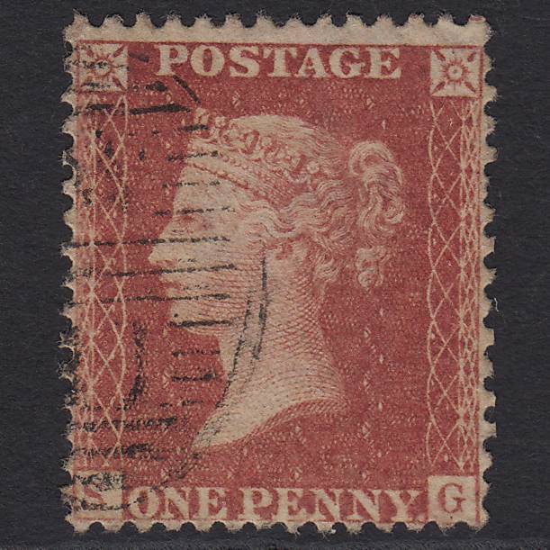 GB QV 1857 1d Rose-red (Plate 59) SG40-C10(1) SG GU London D&S Cancel