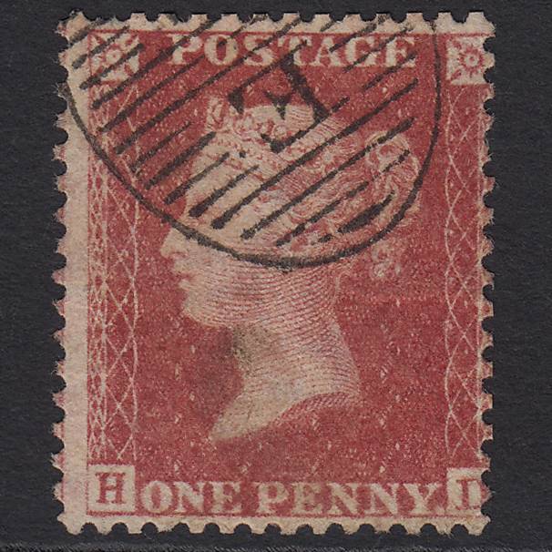 GB QV 1857 1d Rose-red (Plate 43) SG40-C10(1) HD GU London D&S Cancel Misperf