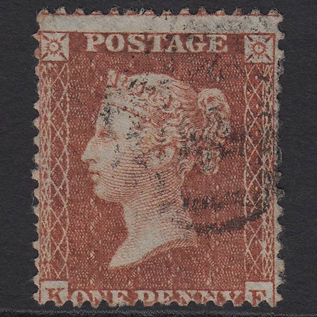 GB QV 1855 1d Red-brown (Plate 2) SG24-C3(1) KF FU Light Cancel Misperf