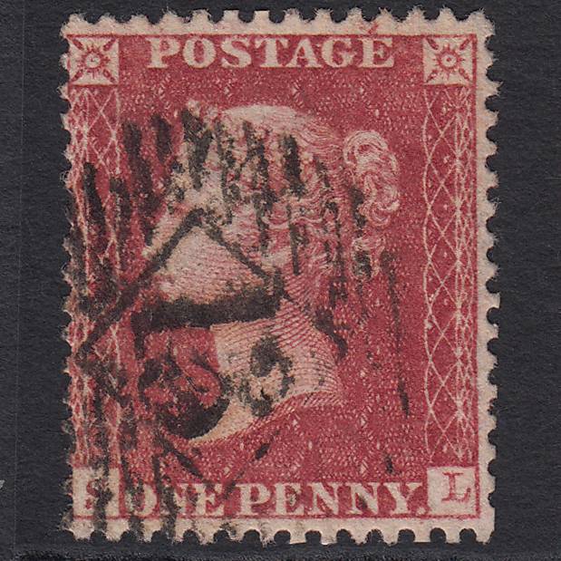 GB QV 1857 1d Rose-red (Plate 38) SG40-C10(1) SL GU London IS 13