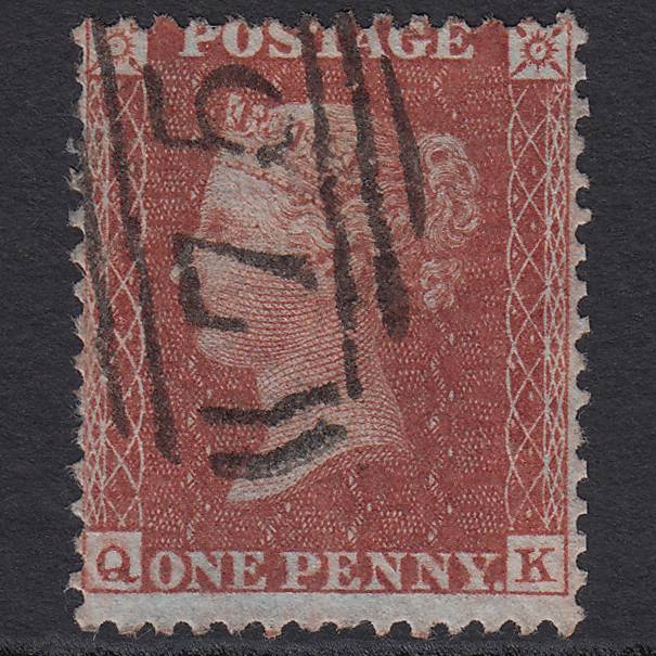 GB QV 1855 1d Red-brown (Plate 12) SGC6(1) QK FU Birmingham 75