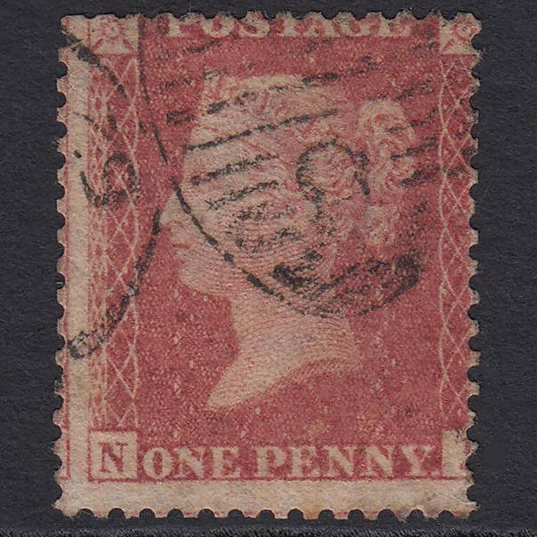 GB QV 1857 1d (Plate 36) SG40-C10(1) NI GU London D&S Cancel Large Misperf