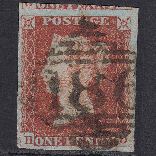GB QV 1841 1d Red-brown (Plate 65) SG8-B1(1) HD GU 4 Margins Dublin 186