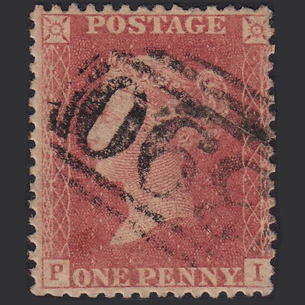 GB QV 1857 1d Pale Rose (Plate 59) SG39-C10(3) PI GU Hungerford 390