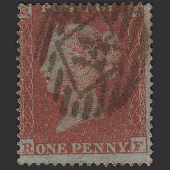 GB QV 1854 1d Red-brown (Plate 174) SG17-C1(1) RF GU London IS 14