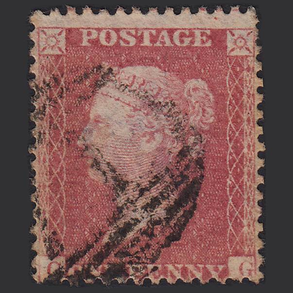 GB QV 1857 1d Pale Rose (Plate 59) SG39-C10(3) CG GU Biggleswade 71
