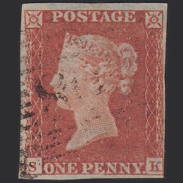 GB QV 1841 1d Red-brown (Plate 164) SG8-B2(1) SK FU 4 Margins Scotland