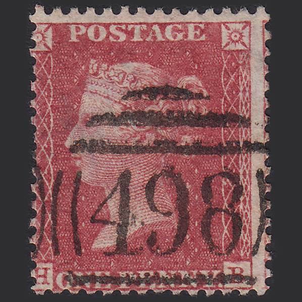 GB QV 1857 1d Rose-red (Plate 36) SG40-C10(1) HB FU Manchester 498