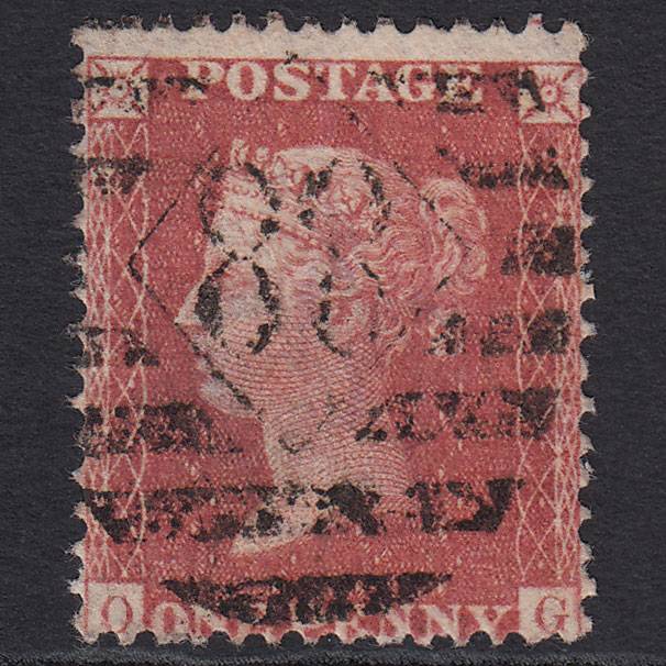 GB QV 1857 1d Rose-red (Plate 67) SG40-C10(1) OG FU London IS 88 Misperf