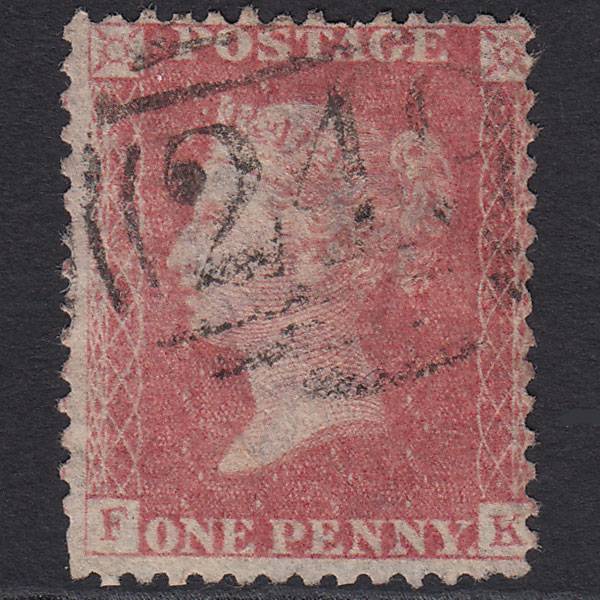 GB QV 1857 1d Pale Rose (Plate 52) SG39-C10(3) FK GU Devizes 249
