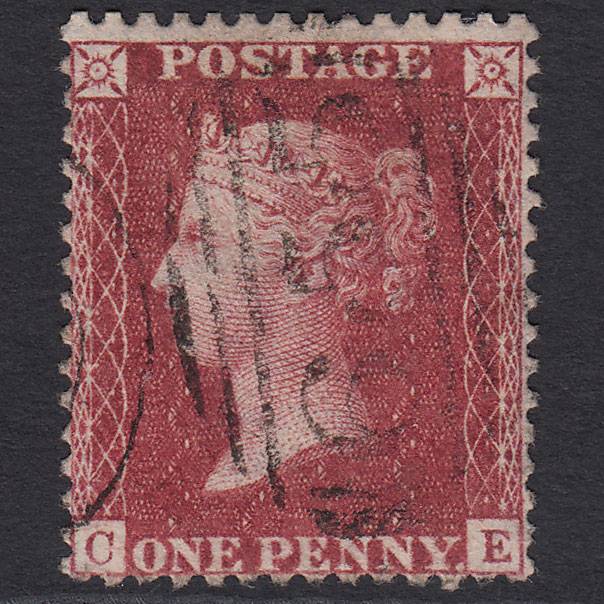 GB QV 1857 1d Deep Rose-red (Plate 48) SG41-C10(4) CE FU Rotherham 655