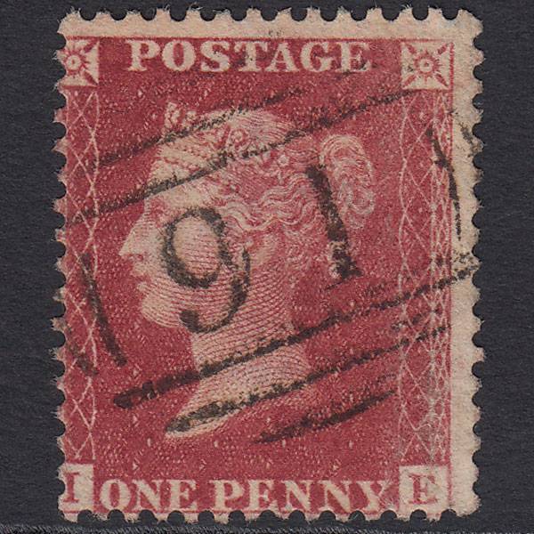 GB QV 1857 1d Rose-red (Plate 42) SG40-C10(1) IE FU Bognor 91