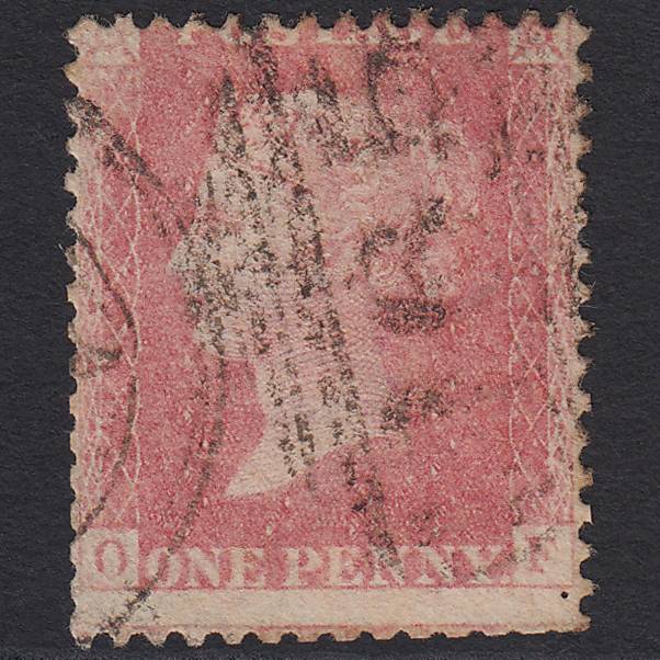 GB QV 1857 1d Pale Rose Transitional (Plate 49) SGC9A(1) OF GU Carlisle 165