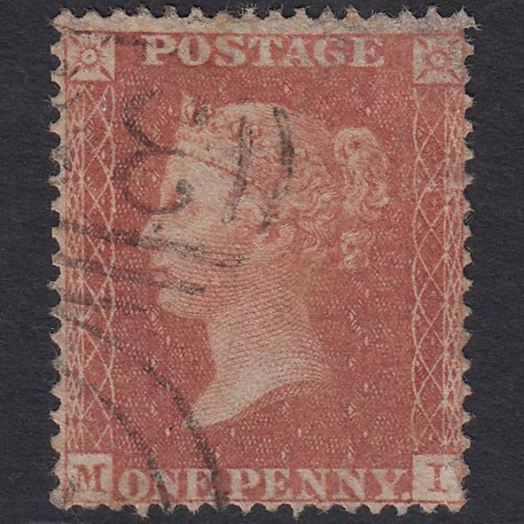 GB QV 1855 1d Brown-rose (Plate 15) SG21-C4(4) MI PU Light Cancel Tear