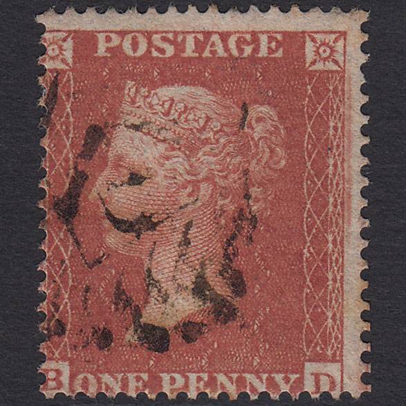 GB QV 1855 1d (Plate 12) SG21-C4(1) BD GU London IS Cancel Misperf