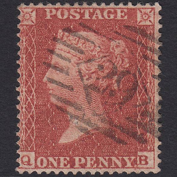 GB QV 1855 1d Red-brown (Plate 13) SG21-C4(1) QB GU London IS 29 Pinhole