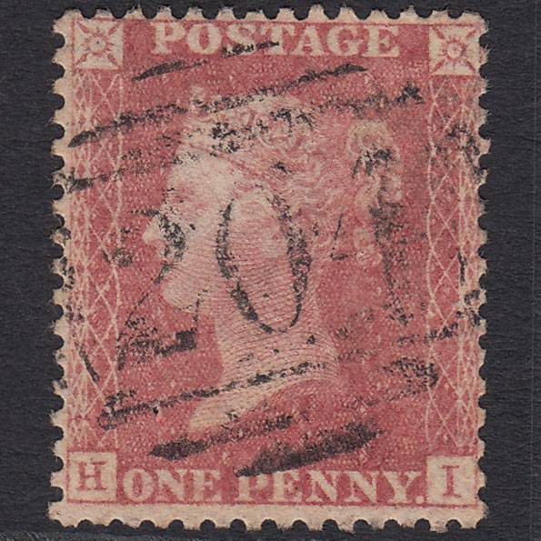 GB QV 1857 1d Rose-red (Plate 66) SG40-C10(1) HI GU Cirencester 204