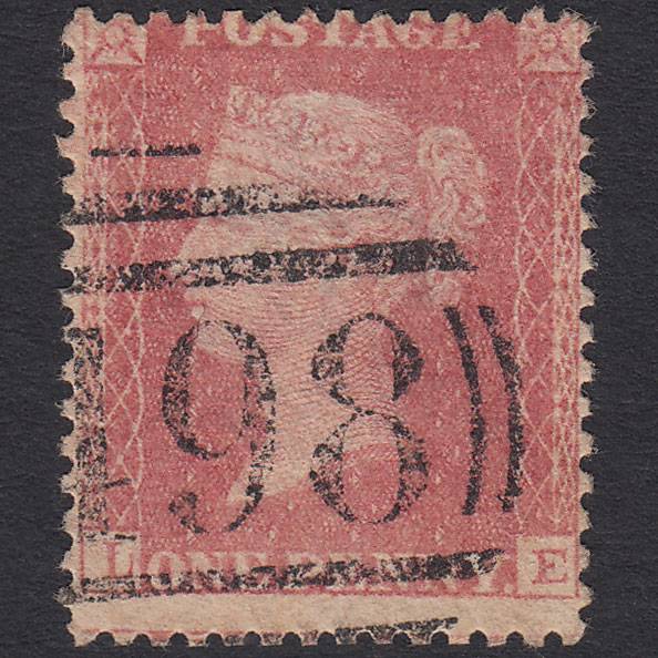 GB QV 1857 1d Pale Rose (Plate 67) SG39-C10(3) LE FU Manchester 498 Misperf