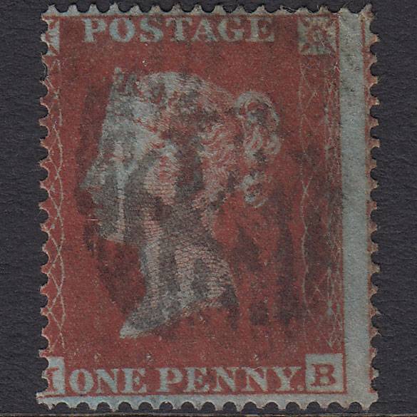 GB QV 1854 1d Red-brown (Plate 176) SG17-C1(1) IB GU London IS Cancel