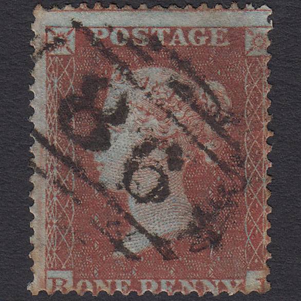 GB QV 1854 1d Red-brown Plate R4 SG17-C1(1) BJ GU Blackburn 86 Misperf