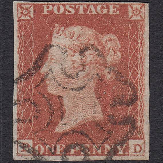 GB QV 1841 1d Red-brown (Plate 19) SG8-B1(1) GUideline PD FU 4 Margins MX