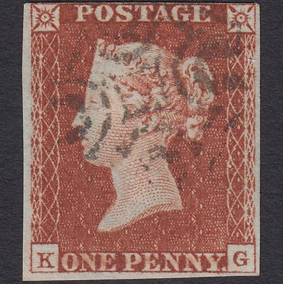 GB QV 1841 1d Red-brown (Plate 19) SG8-B1(1) KG FU 4 Margins Maltese Cross