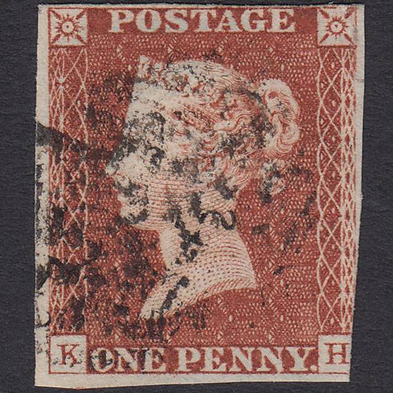 GB QV 1841 1d Red-brown (Plate 25) SG8-B1(1) KH GU 3 Margins Maltese Cross