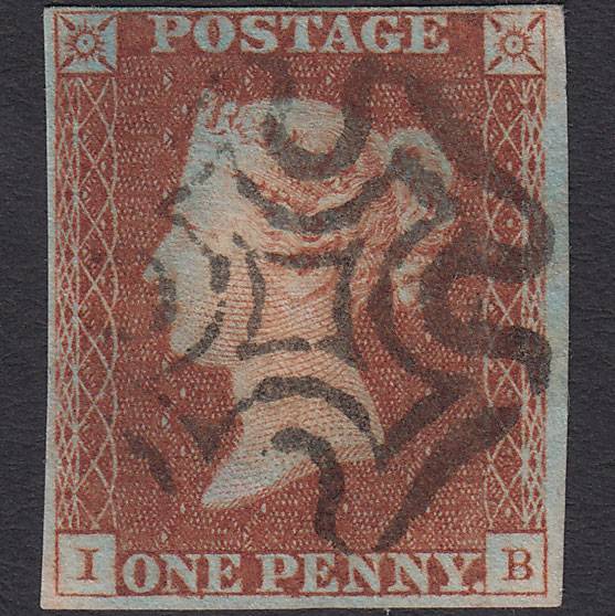 GB QV 1841 1d Red-brown (Plate 24) SG8-B1(1) IB VFU 4 Margins Maltese Cross