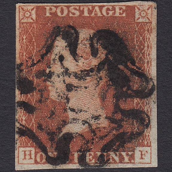 GB QV 1841 1d Red-brown (Plate 25) SG8-B1(1) HF GU 4 Margins Maltese Cross