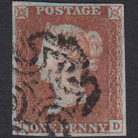 GB QV 1841 1d Red-brown (Plate 19) SG8-B1(1) TD FU Missing Imprimatur 4M MX