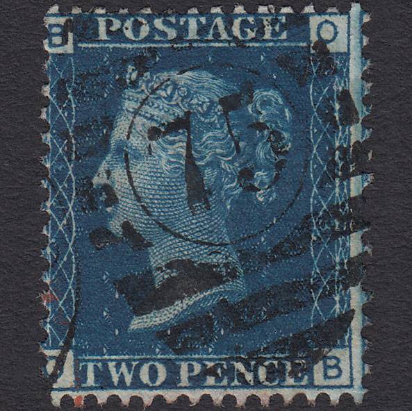 GB QV 1869 2d Deep Blue (Plate 13) SG47-G3 OB FU London D&S 75