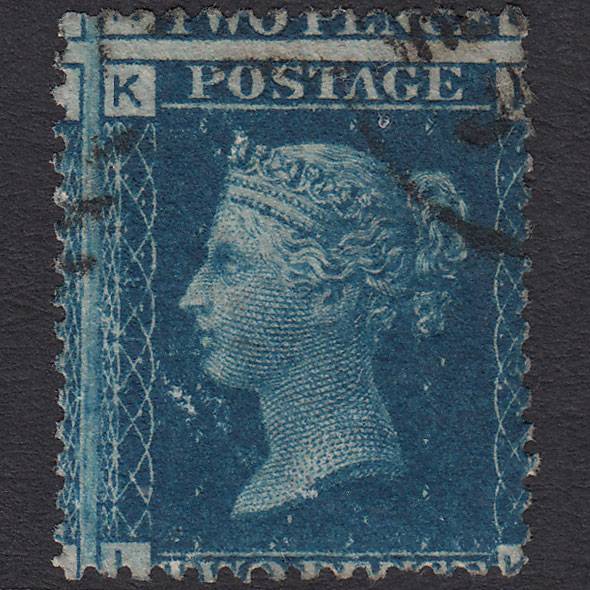 GB QV 1869 2d Blue (Plate 13) SG46-G3 LK GU Light Cancel Large Misperf