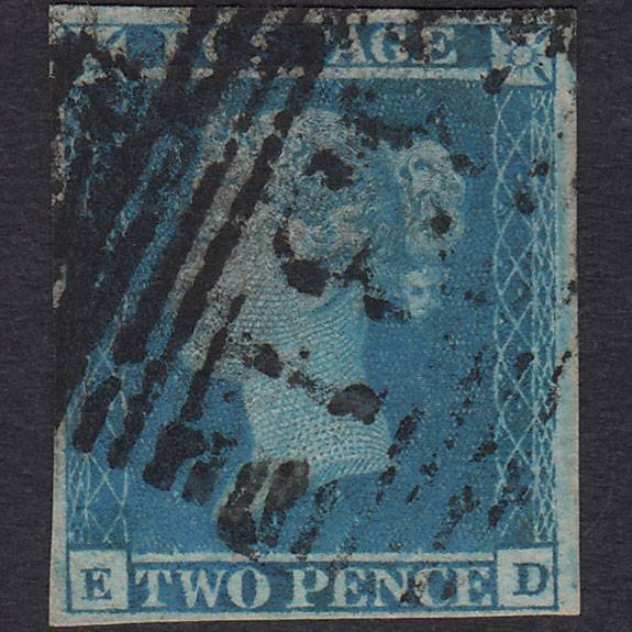 GB QV 1841 2d Blue (Plate 3) SG14-E1(2) ED GU 4 Margins Edinburgh 131