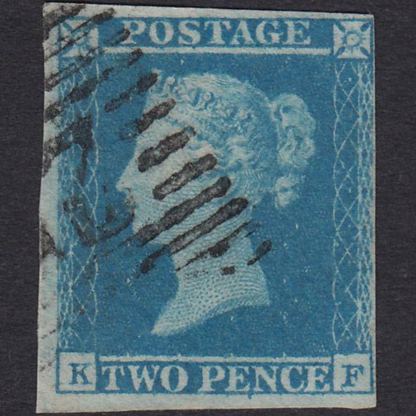 GB QV 1841 2d Blue (Plate 4) SG14-E1(2) KF FU 4 Margins Scotland