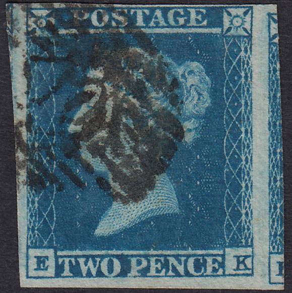 GB QV 1841 2d Deep Full Blue (Plate 4) SG15-E1(3) EK FU 4M London IS Cancel