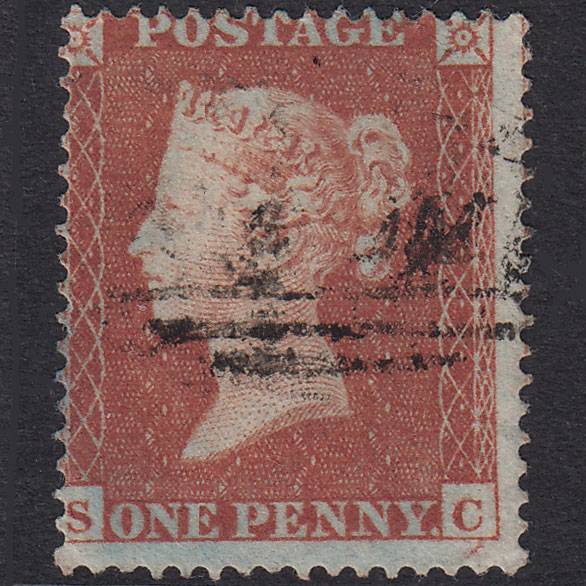 GB QV 1854 1d Red-Brown Plate 169 SG17-C1(1) SC FU Light Cancel