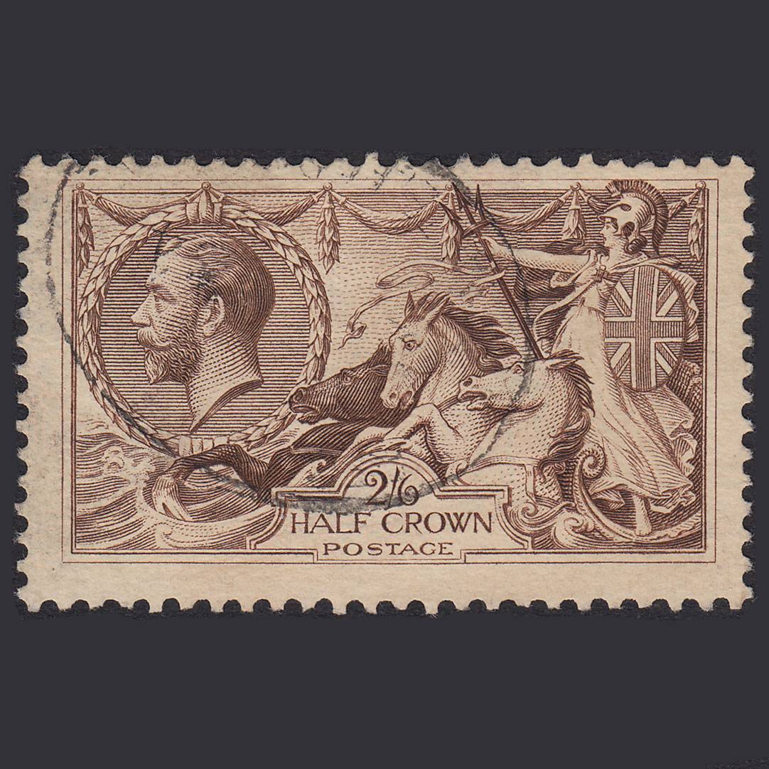 GB KG5 1918 2/6 Reddish Brown Seahorses SG415-N65(3) FU Light Cancel