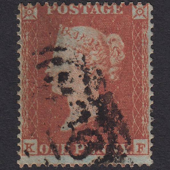 GB QV 1850 1d Red-Brown Archer Plate 98 SG16B-CE2 KF FU