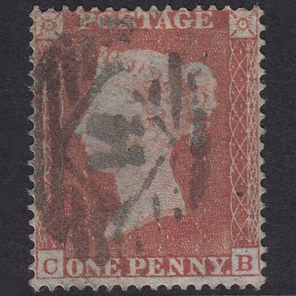 GB QV 1854 1d Red-Brown Plate 164 SG17-C1(1) CB GU London IS Cancel
