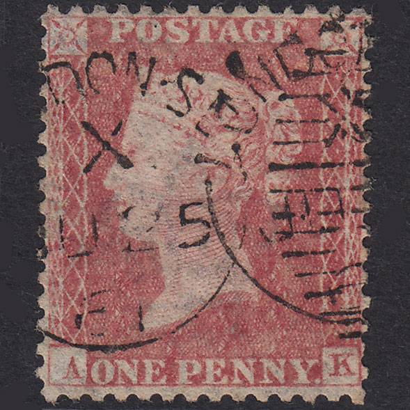 GB QV 1857 1d Pale Rose Plate 34 SG39-C10(3) AK FU CDS