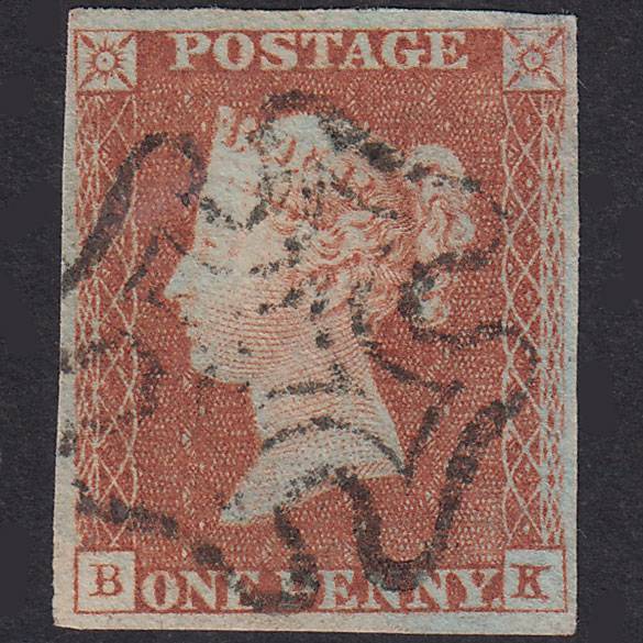 GB QV 1841 1d Red-Brown Plate 22 SG8-B1(1) BK GU 4 Margins Maltese Cross