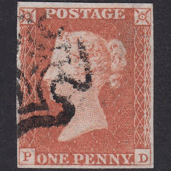 GB QV 1841 1d Red-Brown Plate 19 SG8-B1(1) Guideline PD VFU 4M MX