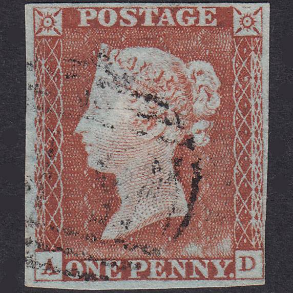GB QV 1841 1d Pale Red-Brown Plate 53 SG9-B1(3) AD GU