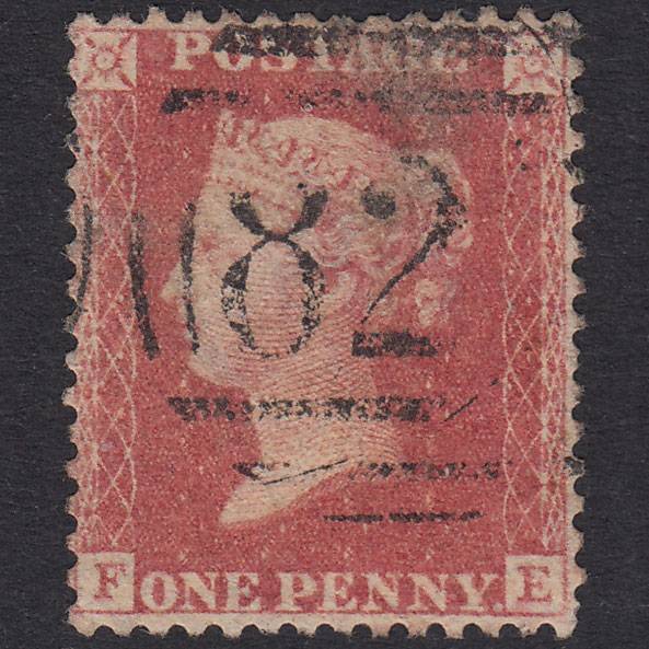 GB QV 1857 1d Rose-Red Plate 49 SG40-C10(1) FE GU